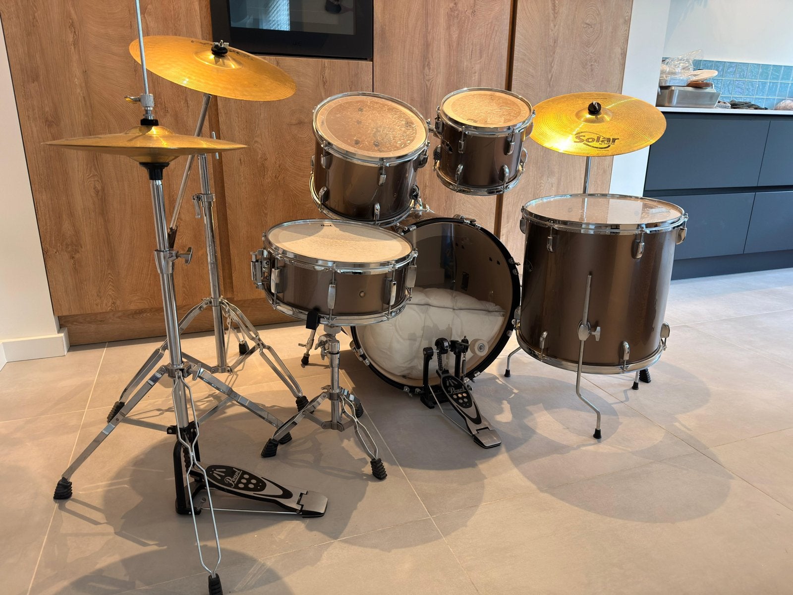 Pearl drumstel met bekkens, Muziek en Instrumenten, Ophalen, Zo goed als nieuw, Pearl