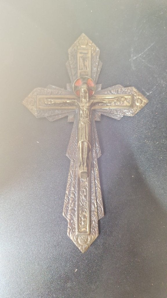 vintage art nouveau kruisbeeld, Ophalen of Verzenden, Zo goed als nieuw, Beeld(je)