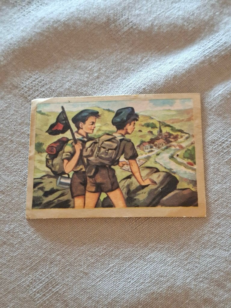 Prentje/Chromo :  Op padvinderskamp/Chocolade Jacques, 1960 tot 1980, Gebruikt, Ophalen of Verzenden, Prent