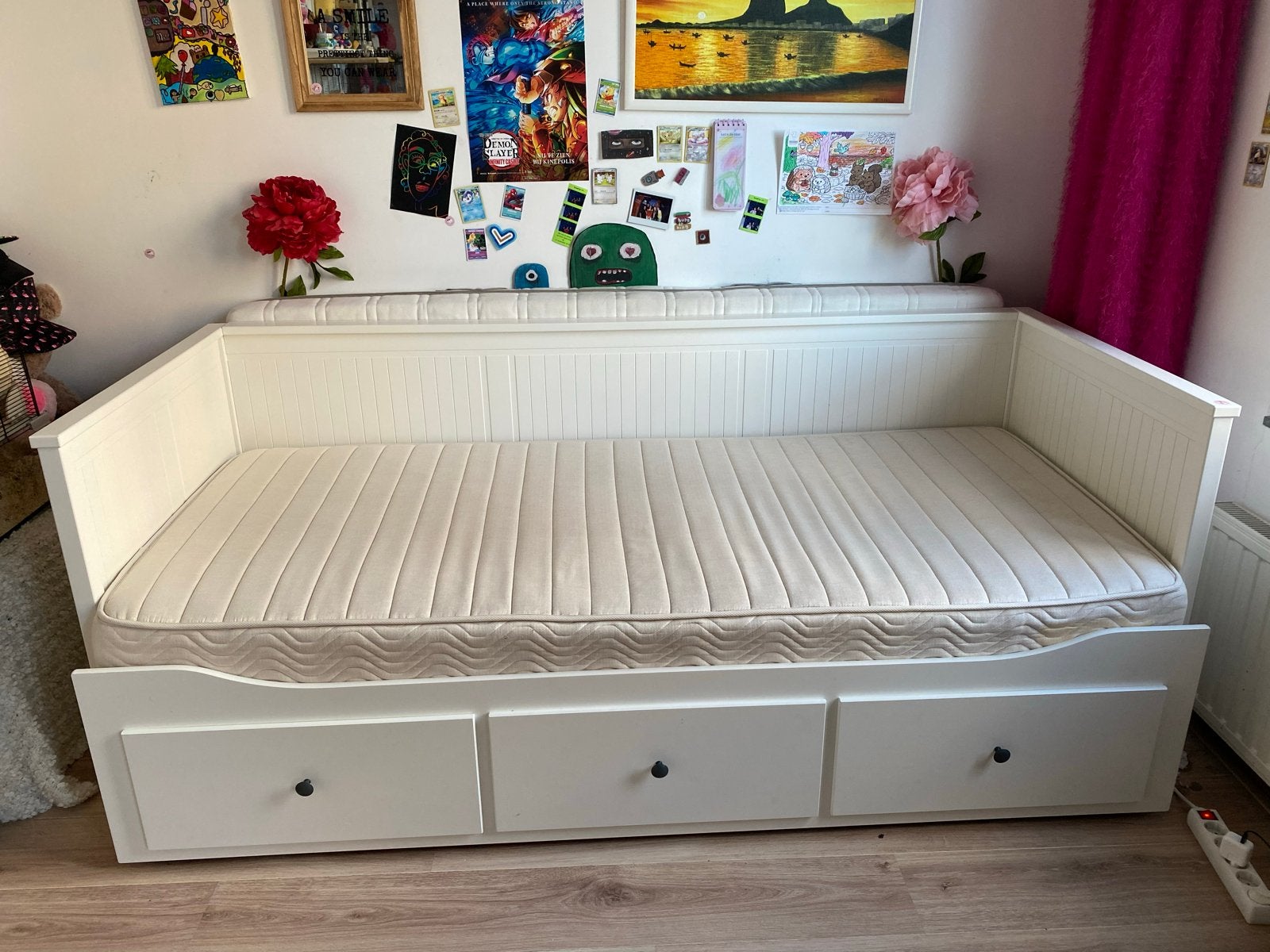 IKEA Hemnes Bedbank 80x200 cm met lades, Ophalen, Verstelbaar, Eenpersoons, Wit