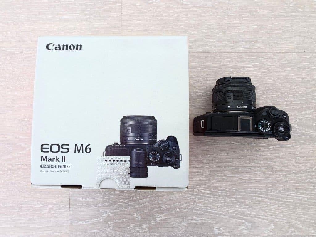 Canon EOS M6 Mark II + EVF-DC2 with EF-M15-45 IS STM, Ophalen, Canon, 32 megapixels, Zo goed als nieuw
