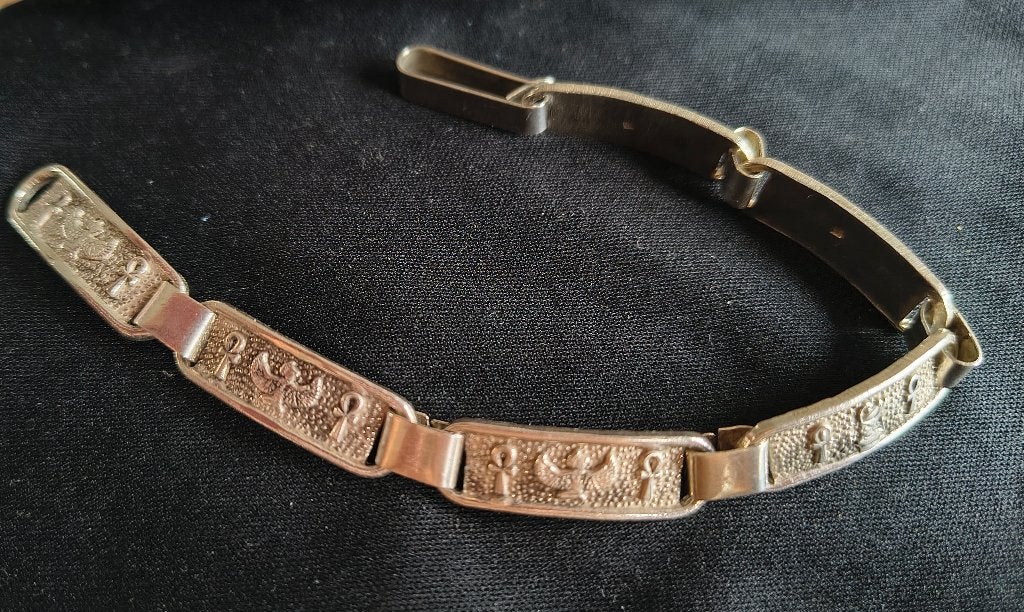 Vintage zilveren Egyptische cartouche armband, Ophalen of Verzenden, Gebruikt, Zilver, Zilver