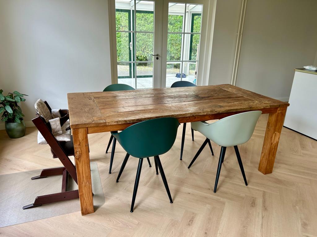 Houten eettafel 200x95cm, Huis en Inrichting, Tafels | Eettafels, Ophalen, Gebruikt, 50 tot 100 cm, 150 tot 200 cm