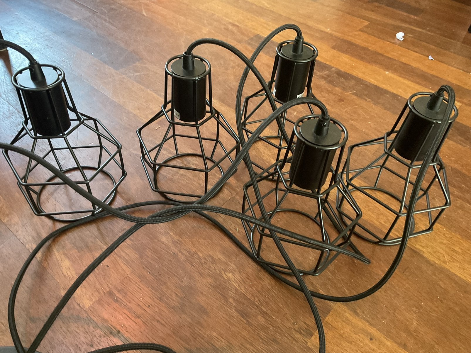 Hanglamp met 5 lampen van gamma, Zo goed als nieuw, Metaal, Industrieel, E27 (groot)