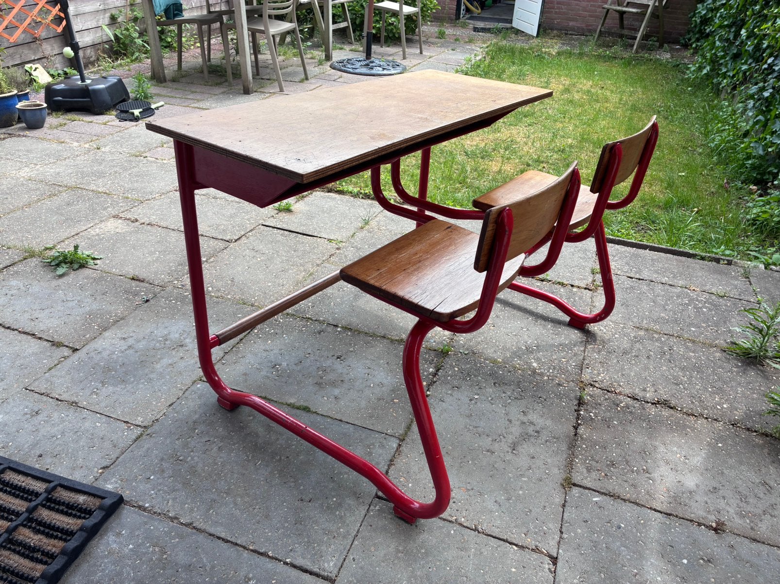 Vintage kinderbureau school, Kinderen en Baby's, Kinderkamer | Tafels en Stoelen, Ophalen, Gebruikt, Tafel(s) en Stoel(en)