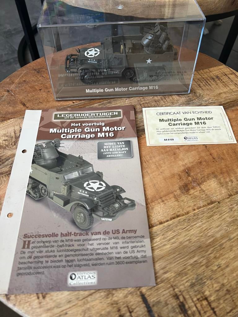 Atlas Editions 1:43 - Multiple Gun Motor Carriage M16 - COMP, Ophalen of Verzenden, Zo goed als nieuw, Overige typen, Overige merken