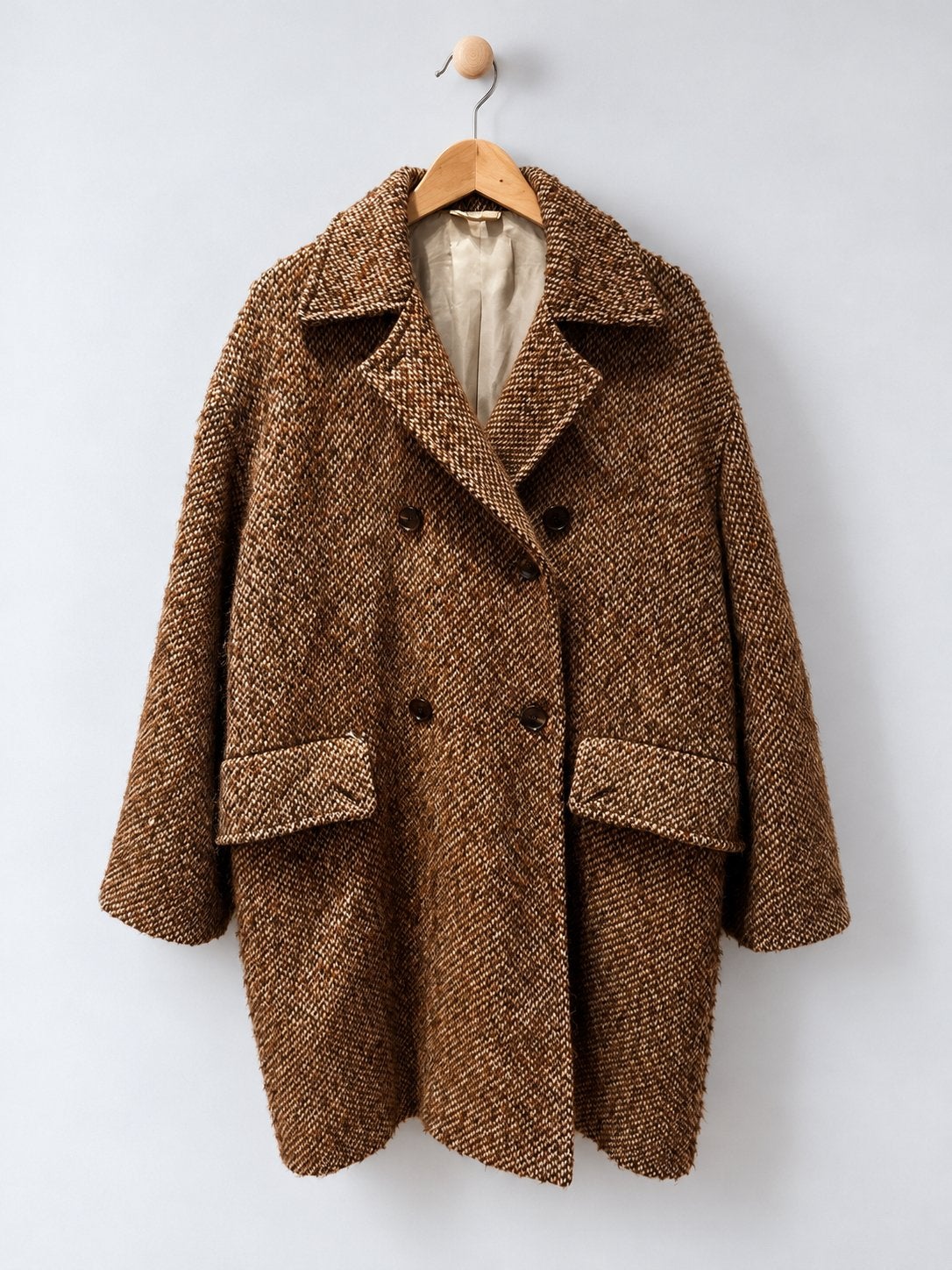 Samsøe Samsøe Vibe Coat mantel jas wol bruin L large 40, Ophalen of Verzenden, Zo goed als nieuw, Maat 42/44 (L), Bruin