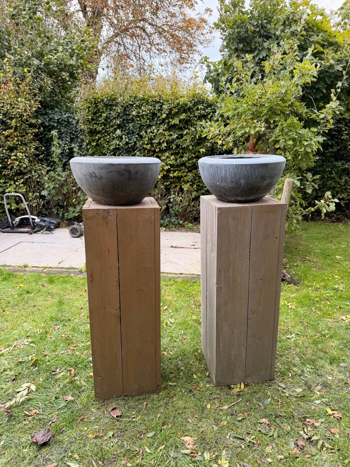 Decoratieve Pilaren met Stenen Potten voor Tuin, Ophalen, Gebruikt