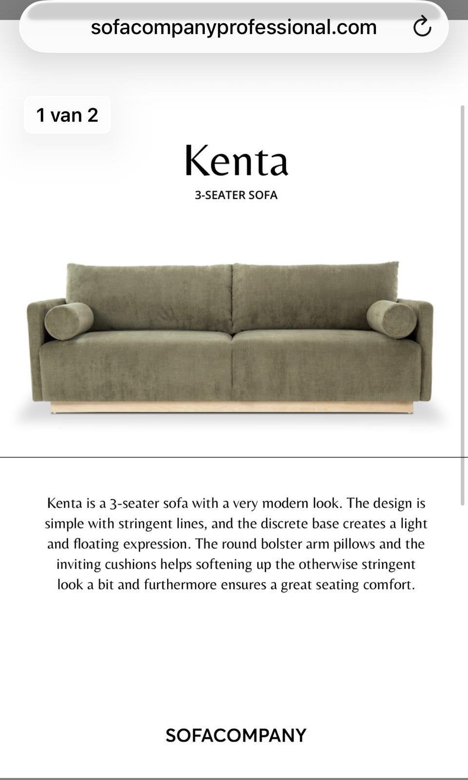Kenta 3-zitsbank - Modern en Comfortabel, Ophalen, Gebruikt, 100 tot 125 cm, Driepersoons
