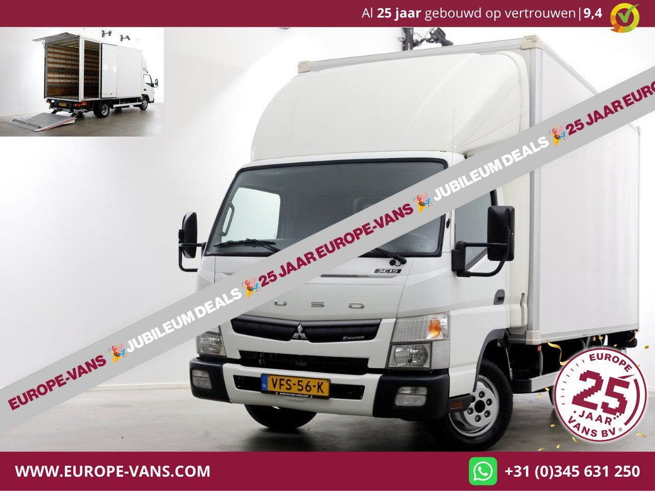 FUSO Canter 3.0D 150pk E6 Bakwagen met laadklep en zijdeur +, 2965 kg, Achterwielaandrijving, Gebruikt, Euro 6