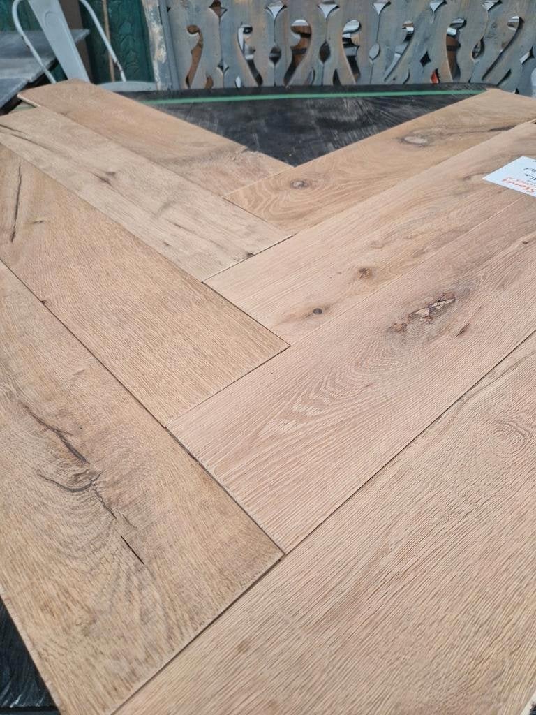 EIKEN VISGRAAT VLOEREN VISGRAATPARKET GEBORSTELD GEOLIED!!, Ophalen of Verzenden, Nieuw, 75 m² of meer, Parket