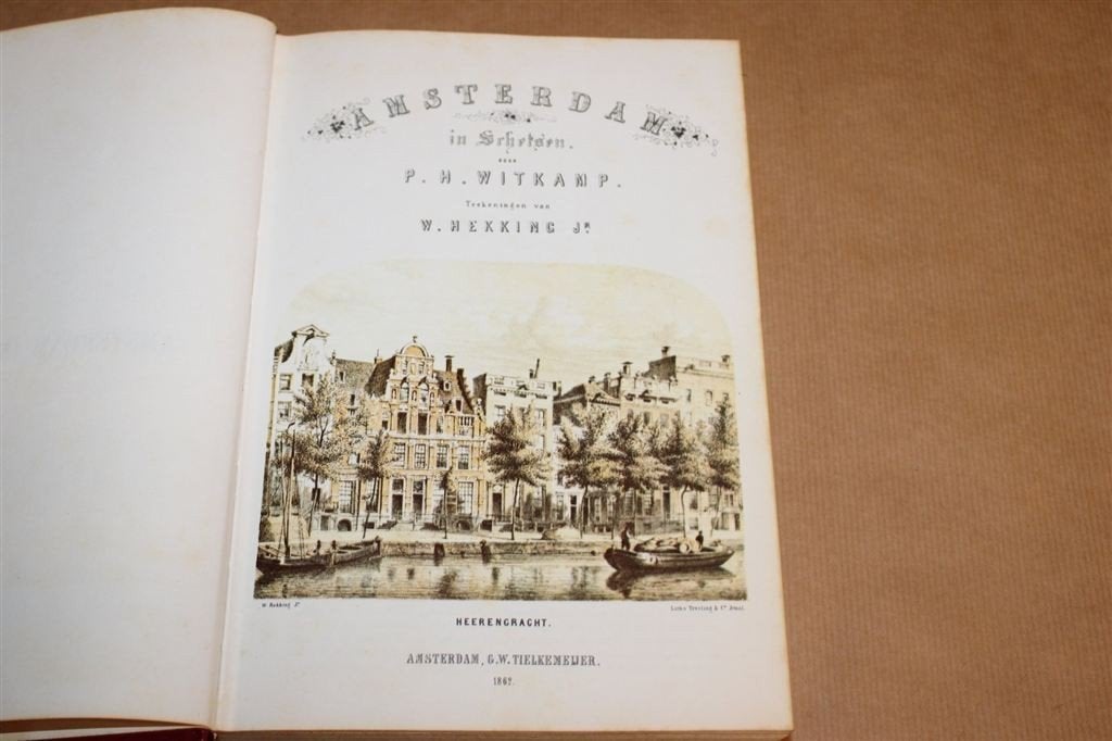 Amsterdam in Schetsen — 50 Gekleurde Lithos van Hekking, Ophalen of Verzenden, Gelezen