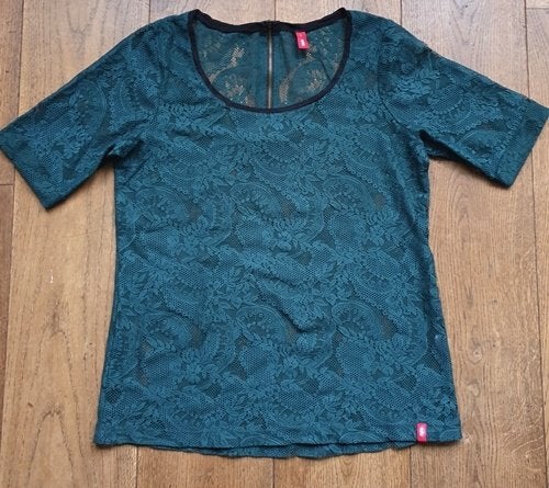Groen Kanten Shirtje EDC by Esprit (L), Maat 42/44 (L), Ophalen of Verzenden, Korte mouw, Gedragen