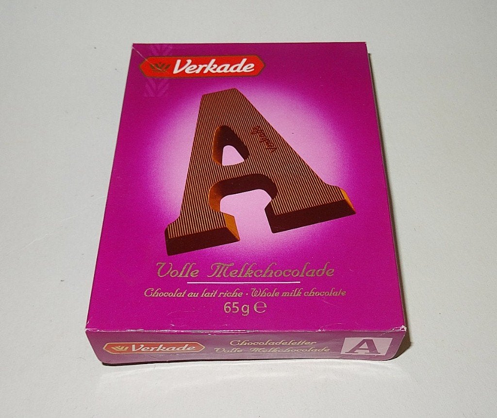 Verkade Chocoladeletter, Verzamelen, Merken en Reclamevoorwerpen, Ophalen of Verzenden, Zo goed als nieuw, Verpakking