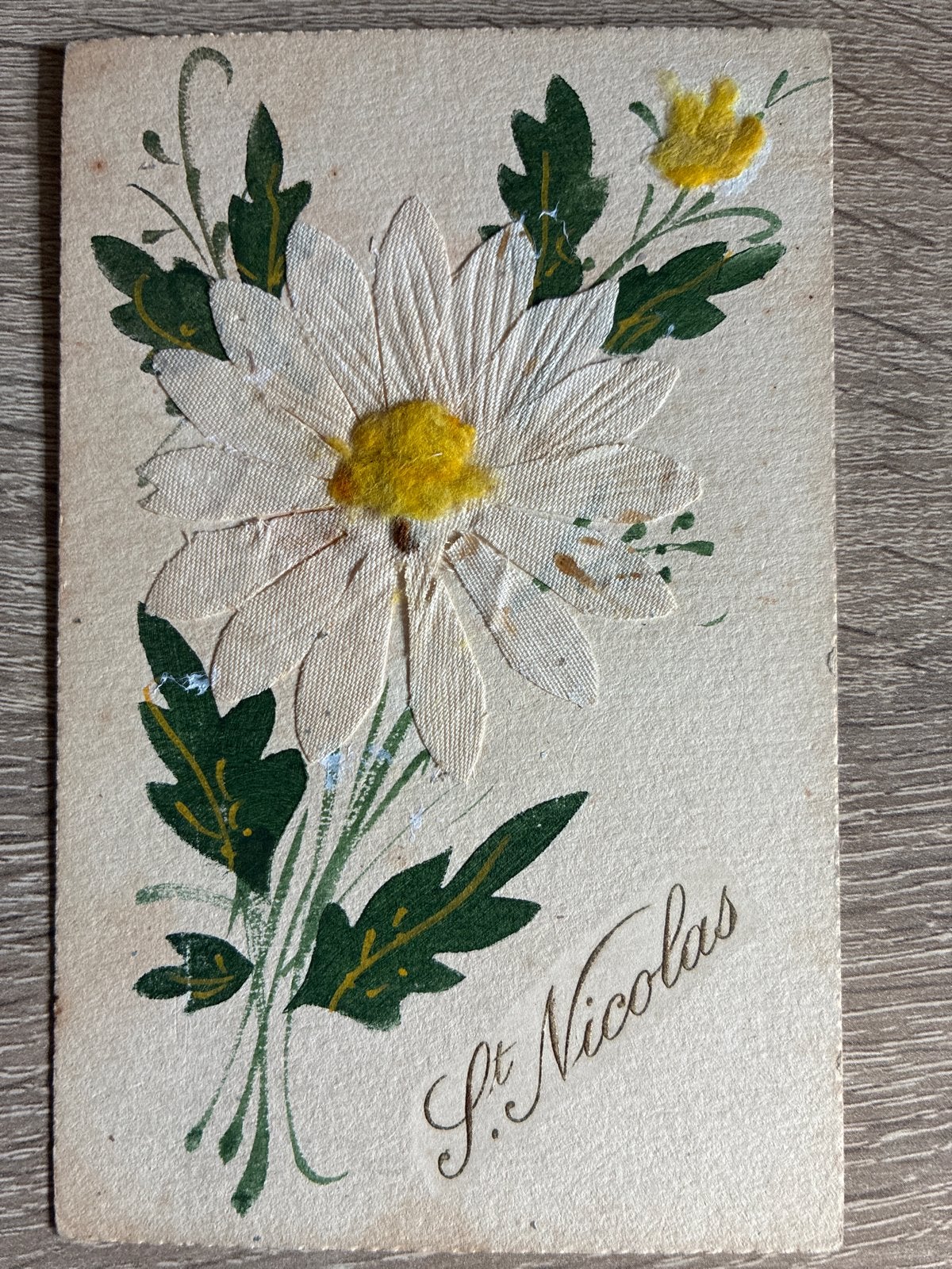 Oude ansichtkaart St. Nicolas met bloemmotief Sinterklaas, Verzamelen, Ophalen of Verzenden, Voor 1920, Gelopen, Overig Europa