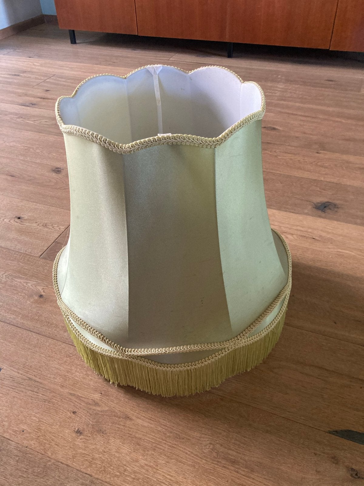 Groene stoffen lampenkap met franjes - 30 cm, Ophalen, Gebruikt, Overige typen, Textiel