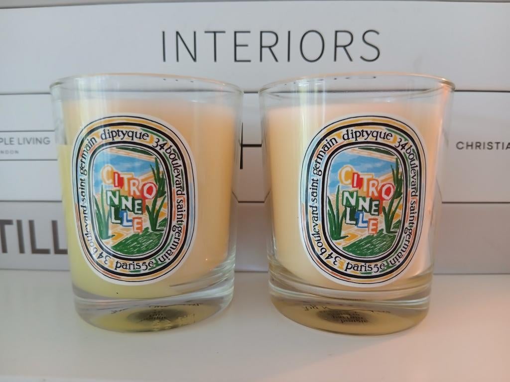 2 Stuks Diptyque 70 gram geurkaars Citronnelle voor €24,99, Huis en Inrichting, Woonaccessoires | Kandelaars en Kaarsen, Ophalen of Verzenden