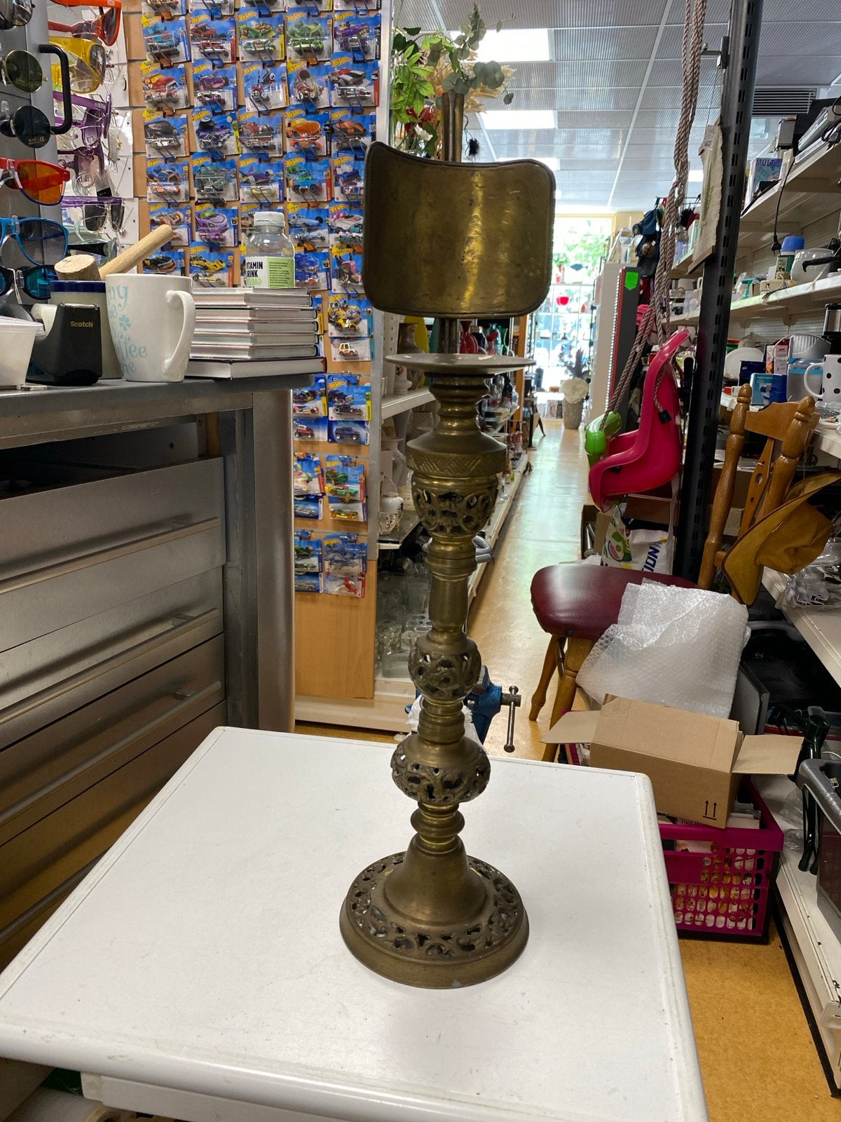 Antieke Messing Olielamp - Decoratieve Verlichting, Ophalen of Verzenden