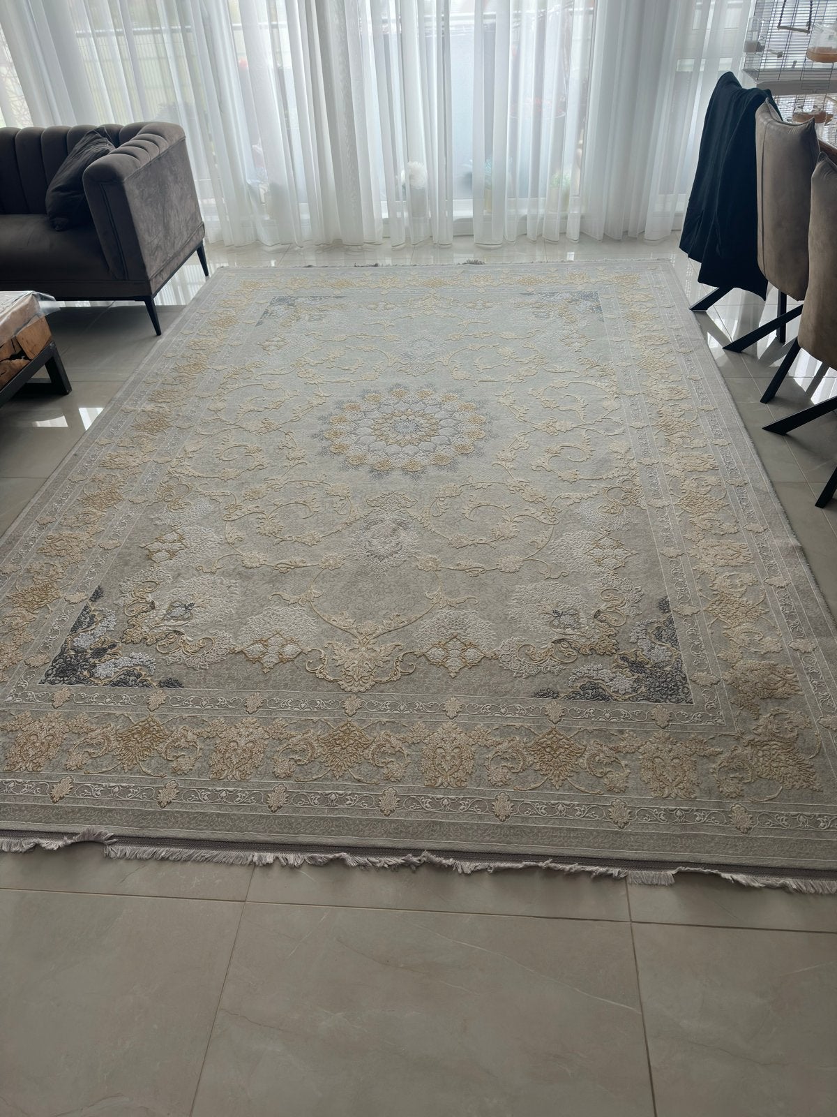Prachtig Perzisch vloerkleed 3,5 x 2,5 m, Beige, 200 cm of meer, Ophalen of Verzenden, Zo goed als nieuw