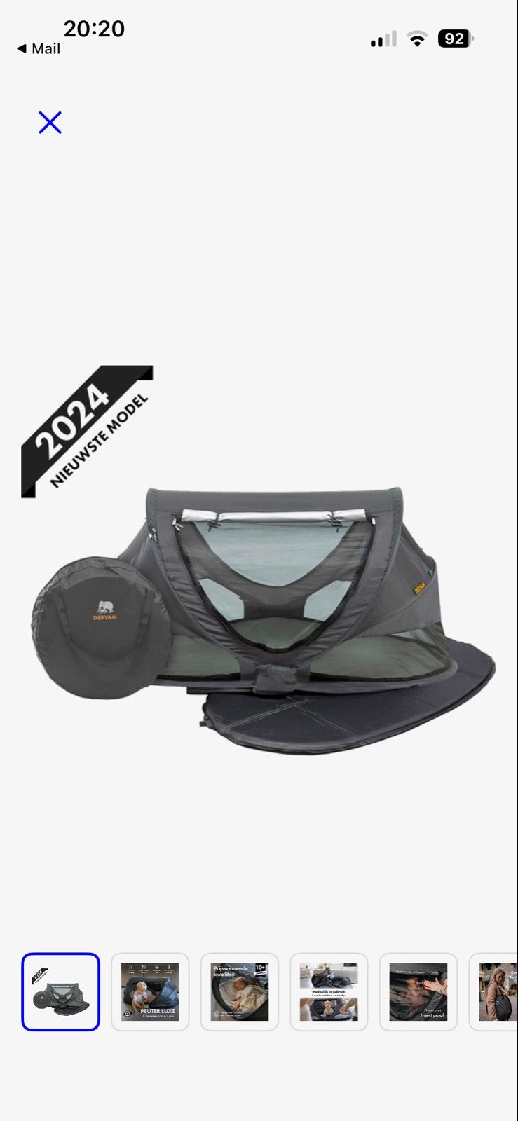 Deryan Peuter Luxe tentje incl zelf opblaasbaar matras, Ophalen, Nieuw, Reisbedje