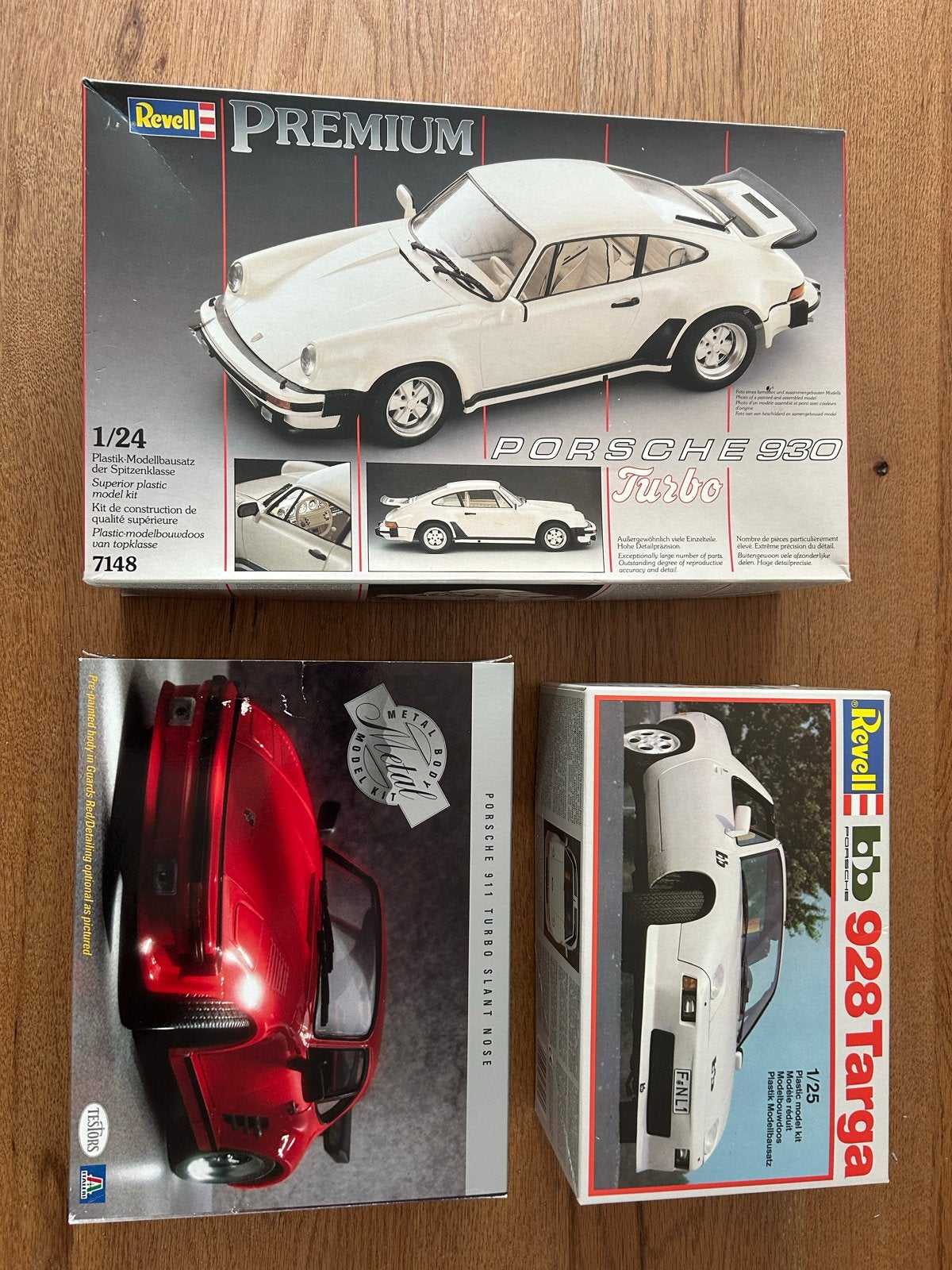 Drie Porsche Bouwpakketten: 2 Nieuw, 1 Gestart, Ophalen, Gebruikt, Auto, 1:32 tot 1:50