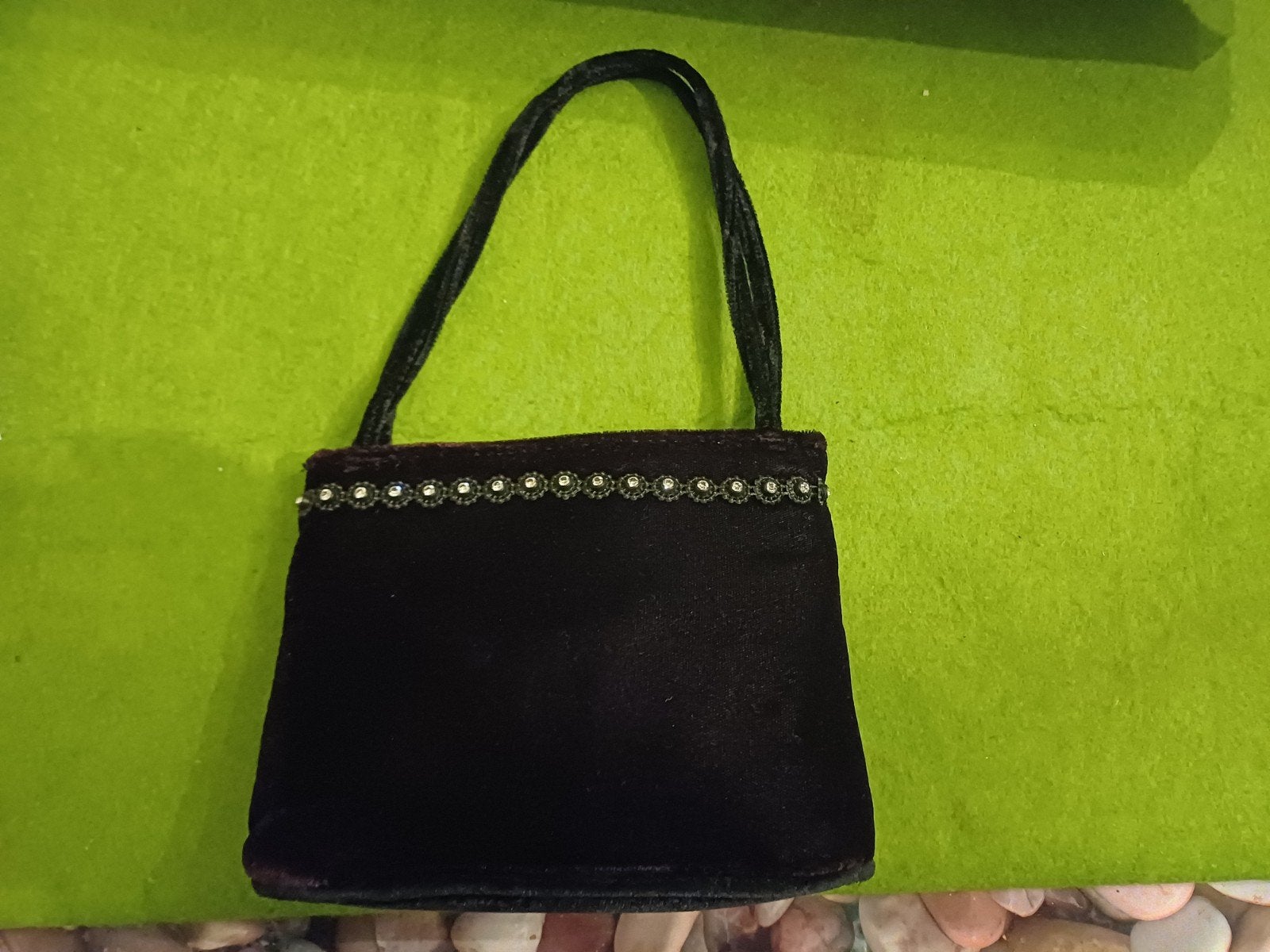 Elegant Zwart Fluweel Avondtasje met Kraaltjes, Ophalen of Verzenden, Nieuw, Zwart, Avondtasje