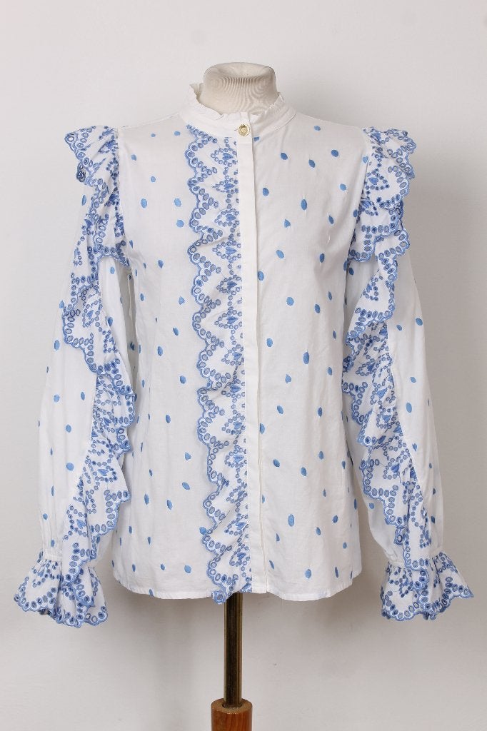 Zomer! Blouse Fabienne Chapot maat M, Kleding | Dames, Blouses en Tunieken, Zo goed als nieuw, Maat 38/40 (M), Wit, Ophalen of Verzenden