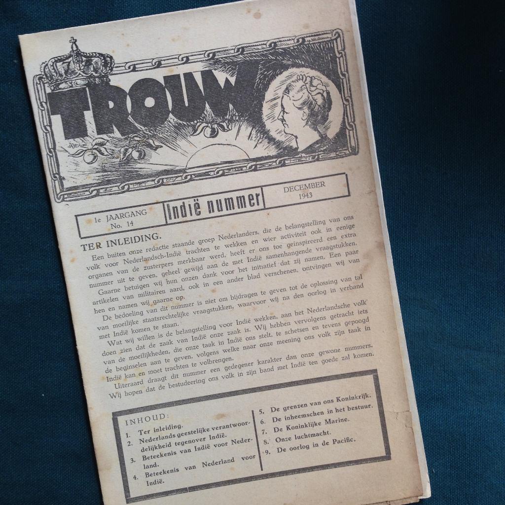 TROUW Indië nummer 1943, 1e jaargang no 14, Verzamelen, Militaria | Tweede Wereldoorlog, Ophalen of Verzenden, Overige soorten