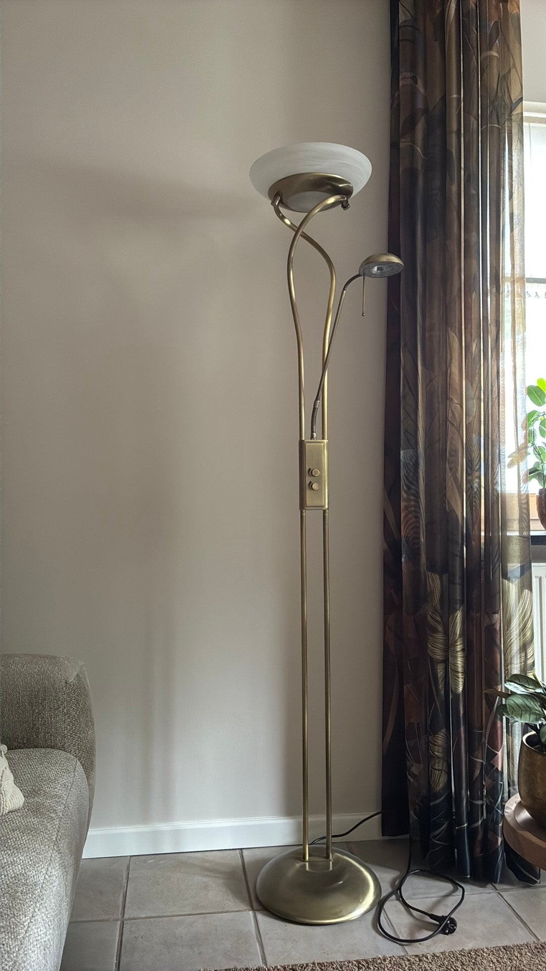 Vloerlamp messing, Ophalen, Zo goed als nieuw, Metaal, 150 tot 200 cm