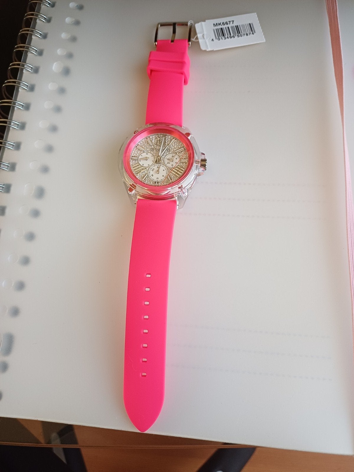 Michael Kors MK6677 Horloge - Roze met Strass, Overige merken, Kunststof, Polshorloge, Kunststof