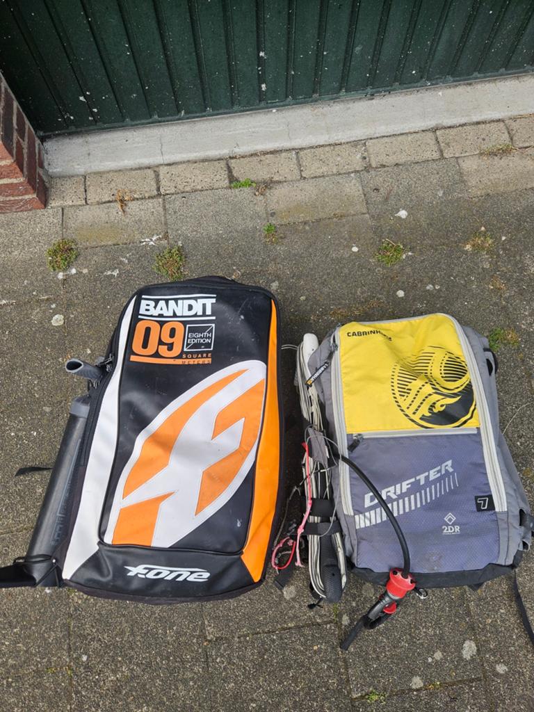F-One Bandit kite 9m en Cabrinha Drifter kite 7m incl bars, Watersport en Boten, Kitesurfen, Gebruikt, 9 m², Geen board, Ophalen of Verzenden