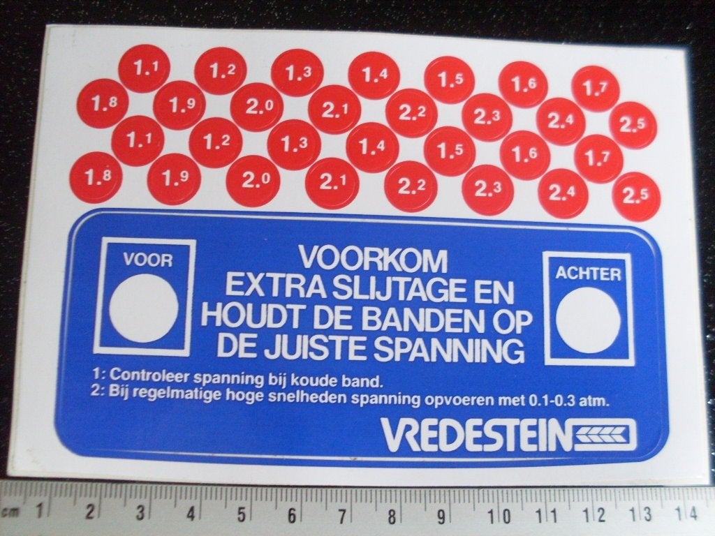 sticker vredestein logo bandendruk banden spanning bar, Verzenden, Zo goed als nieuw, Merk