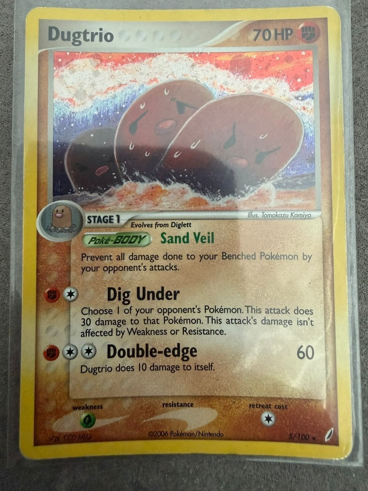 Dugtrio Pokémon Kaart - EX crystal guardians 5/100, Ophalen of Verzenden, Gebruikt, Losse kaart