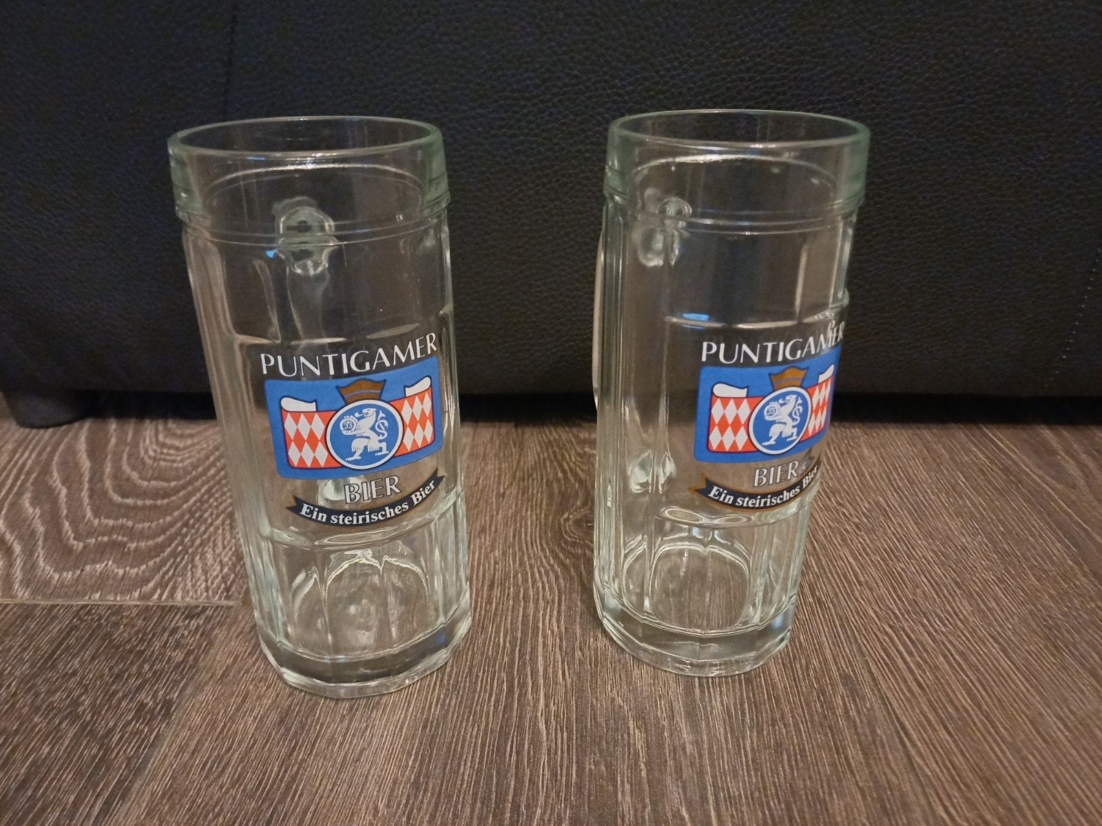2 Puntigamer Bierpullen - ca. 18cm hoog, Ophalen of Verzenden, Gebruikt, Glas of Glazen