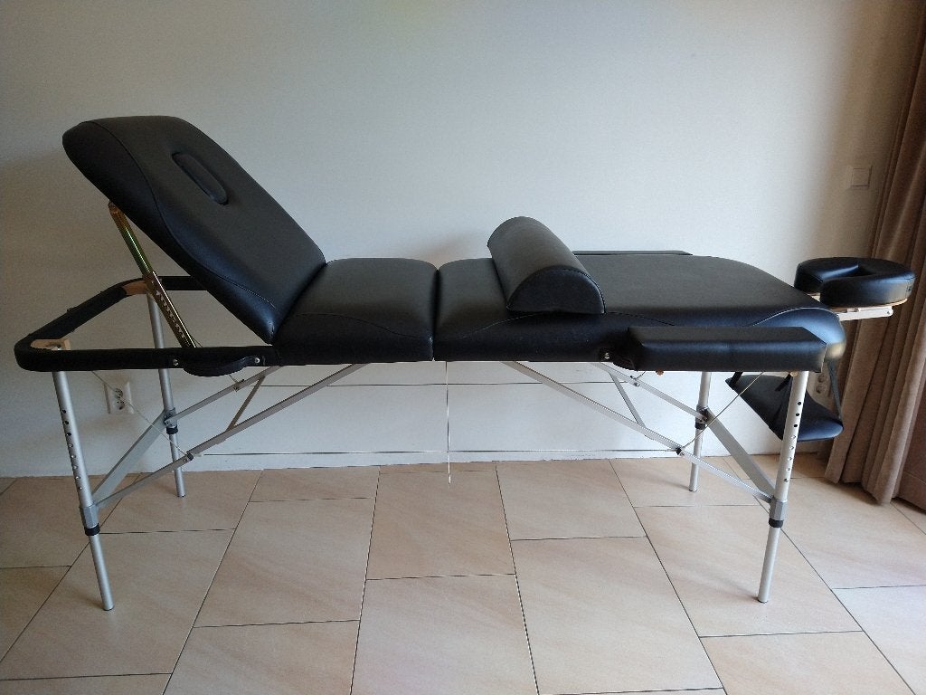 Massagetafel inklapbaar aluminium Zwart, Sport en Fitness, Massageproducten, Ophalen, Gebruikt, Massagetafel