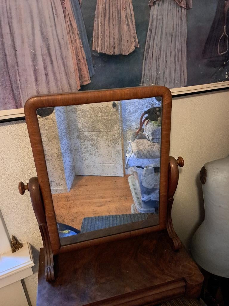 Antieke kapspiegel, Ophalen, Rechthoekig, Minder dan 50 cm