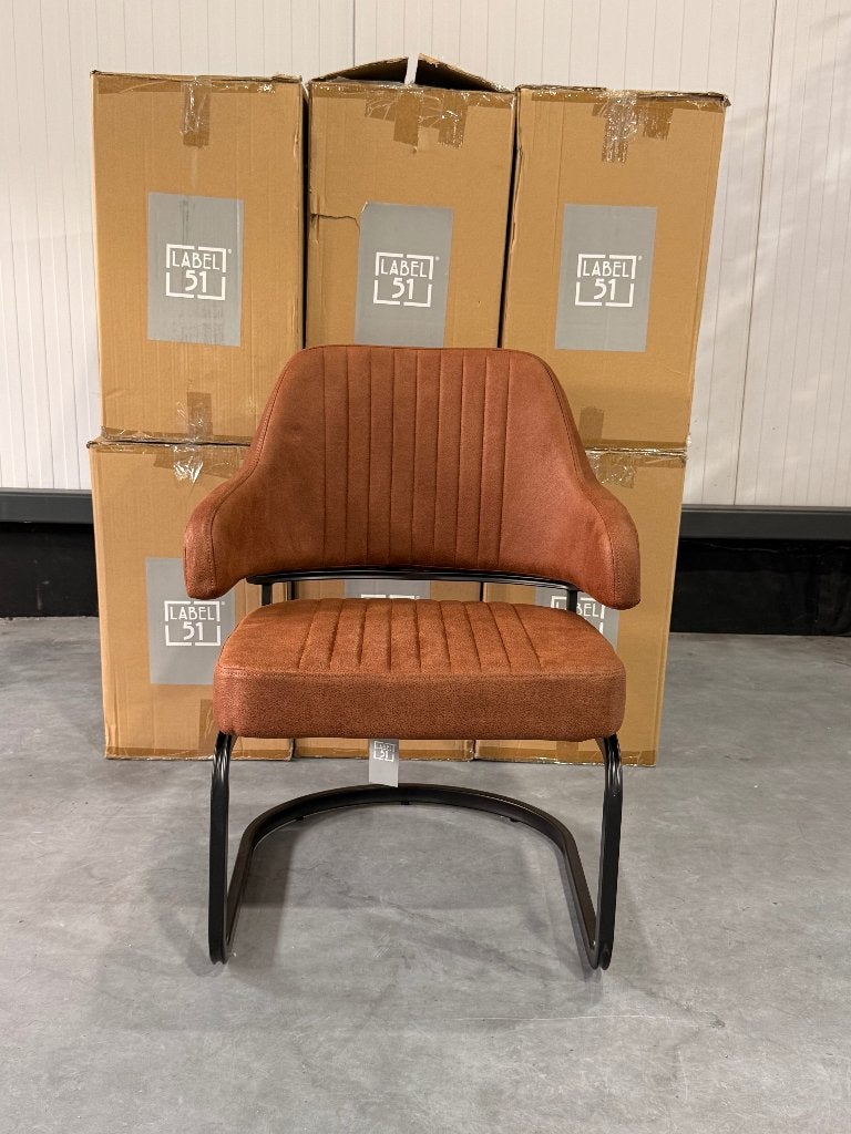 Label51 Otta fauteuil cognac en zwart | Nieuw in doos | €99, Ophalen, Minder dan 75 cm, Leer, Nieuw