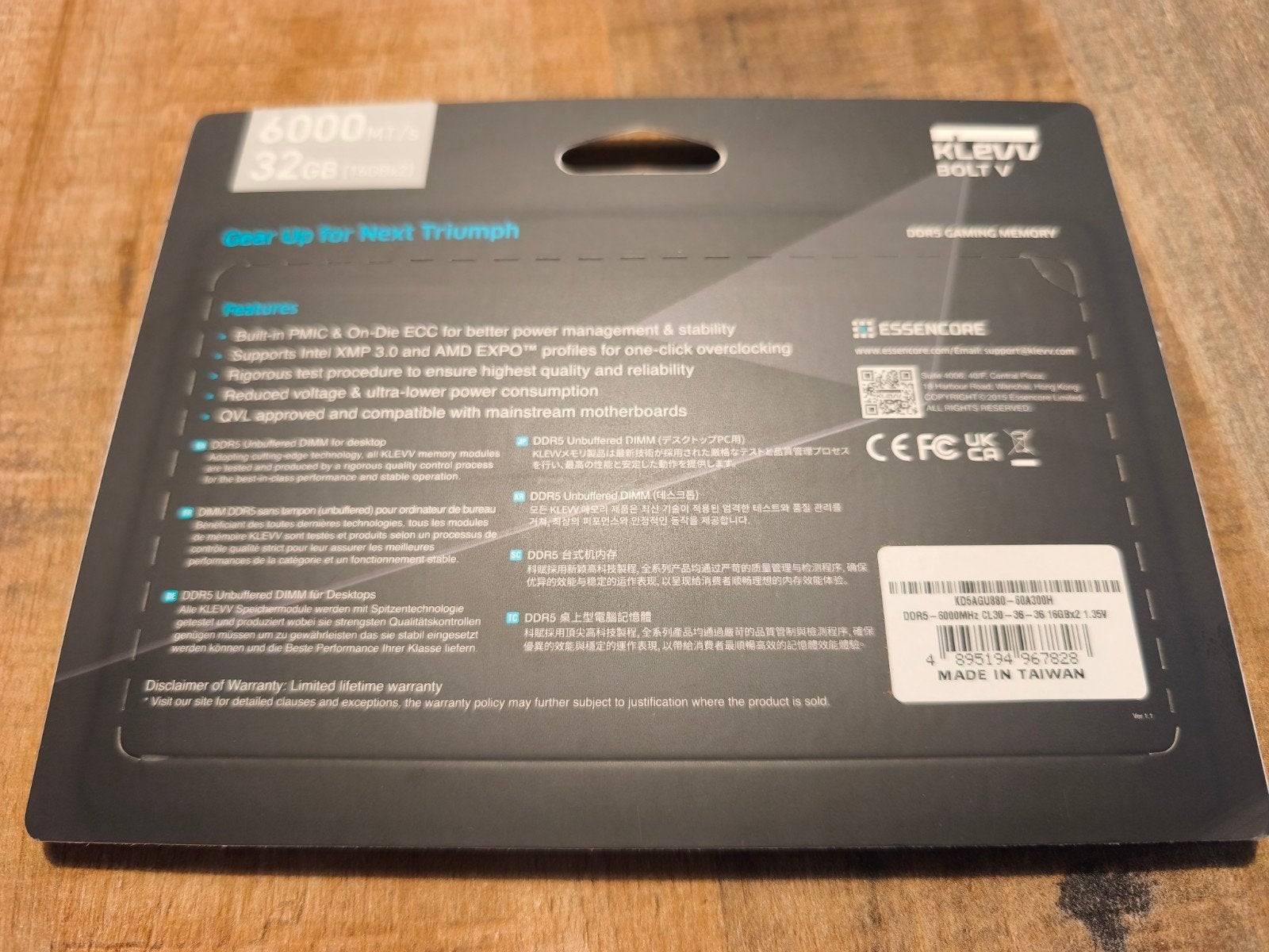 KLEVV BOLT V DDR5 32GB (2x16GB) 6000MT/s RAM Geheugen