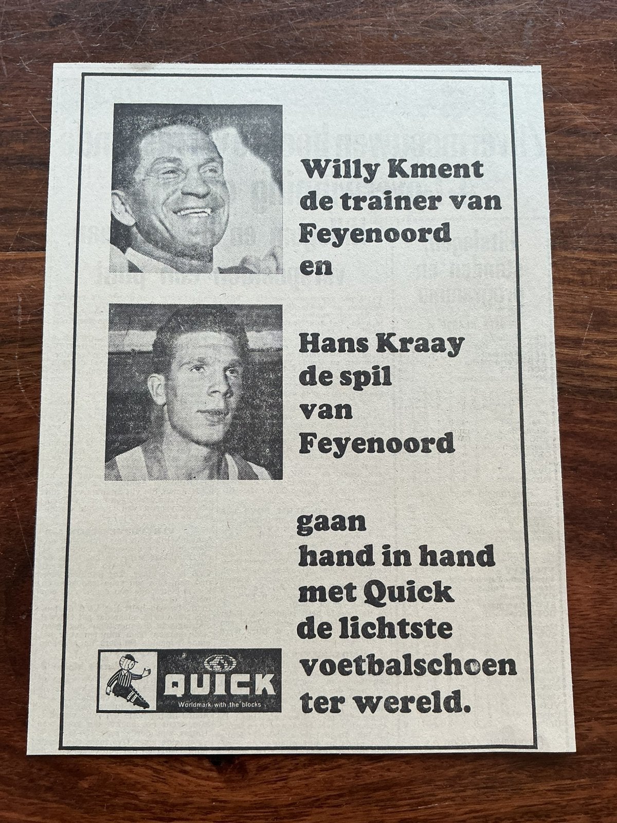 Voetbal reklame Quick lichtste voetbalschoen september 1965, Verzamelen, Ophalen of Verzenden, 1960 tot 1980, Knipsel(s)