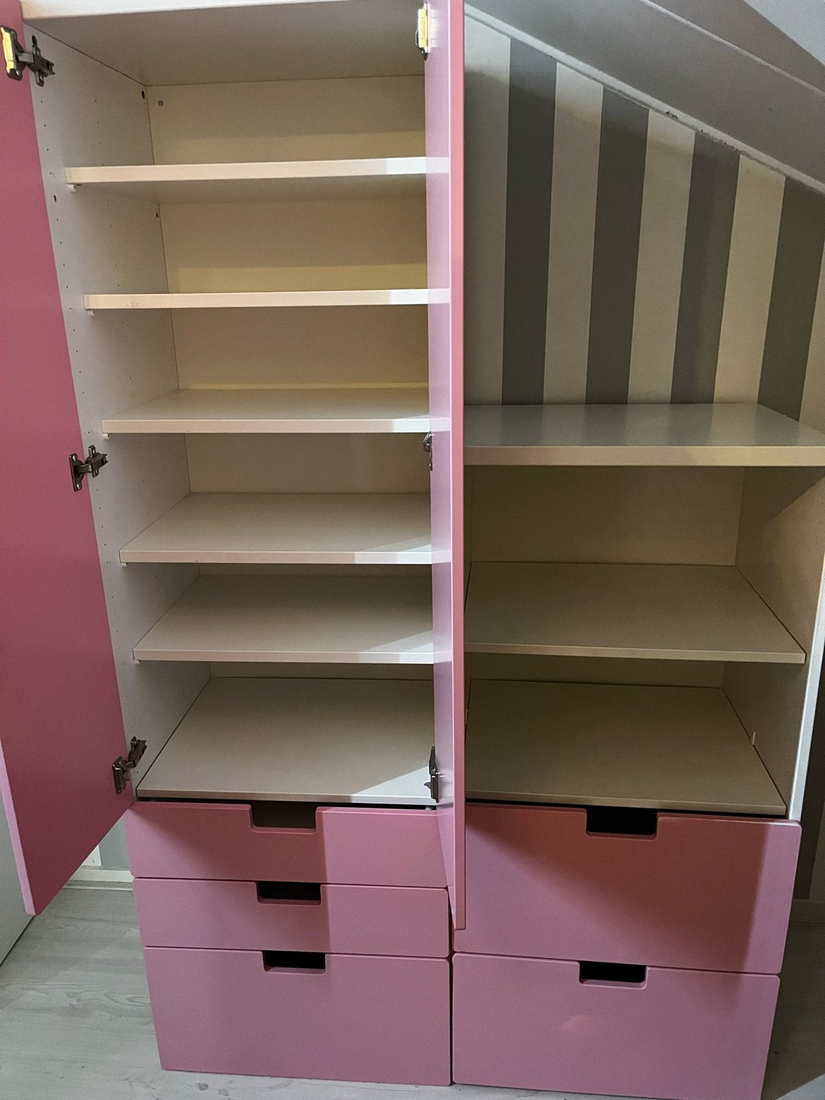 Roze Ikea Stuva kledingkast met lades en planken, Ophalen, Kunststof, Gebruikt, 50 tot 100 cm