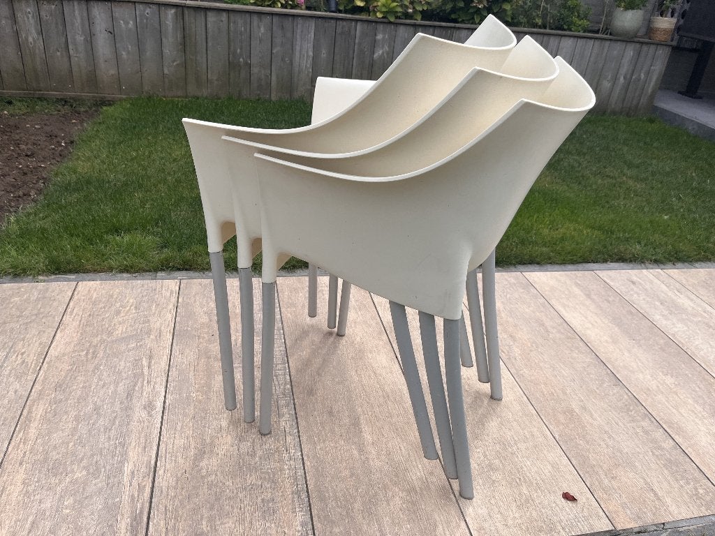 Set van 3 Kartell Dr No stoelen (design by Starck), Ophalen of Verzenden, Gebruikt, Kunststof, Stapelbaar