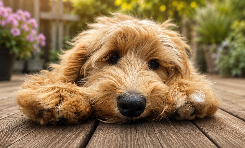 Hulphond therapiehond 4 maand oude reu Champ F4 labradoodle, 15 weken tot 1 jaar, Reu, Parvo, Eén hond