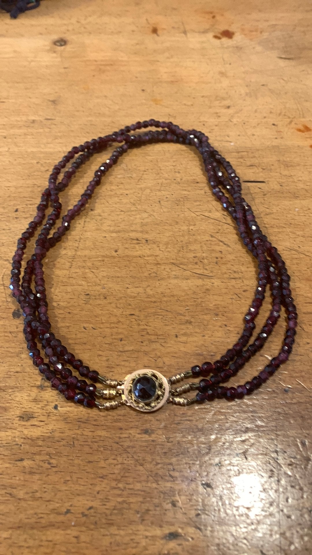 Granaten collier met 14 karaat gouden slot, Sieraden, Tassen en Uiterlijk, Antieke sieraden, Ophalen of Verzenden, Goud, Ketting
