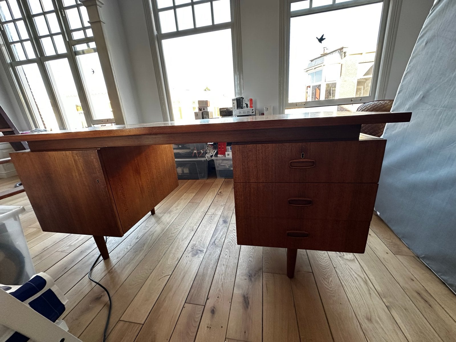 Vintage Teak Bureau Jaren '60-'70 met Opbergruimte, Ophalen, Overige typen, Gebruikt, Overige merken