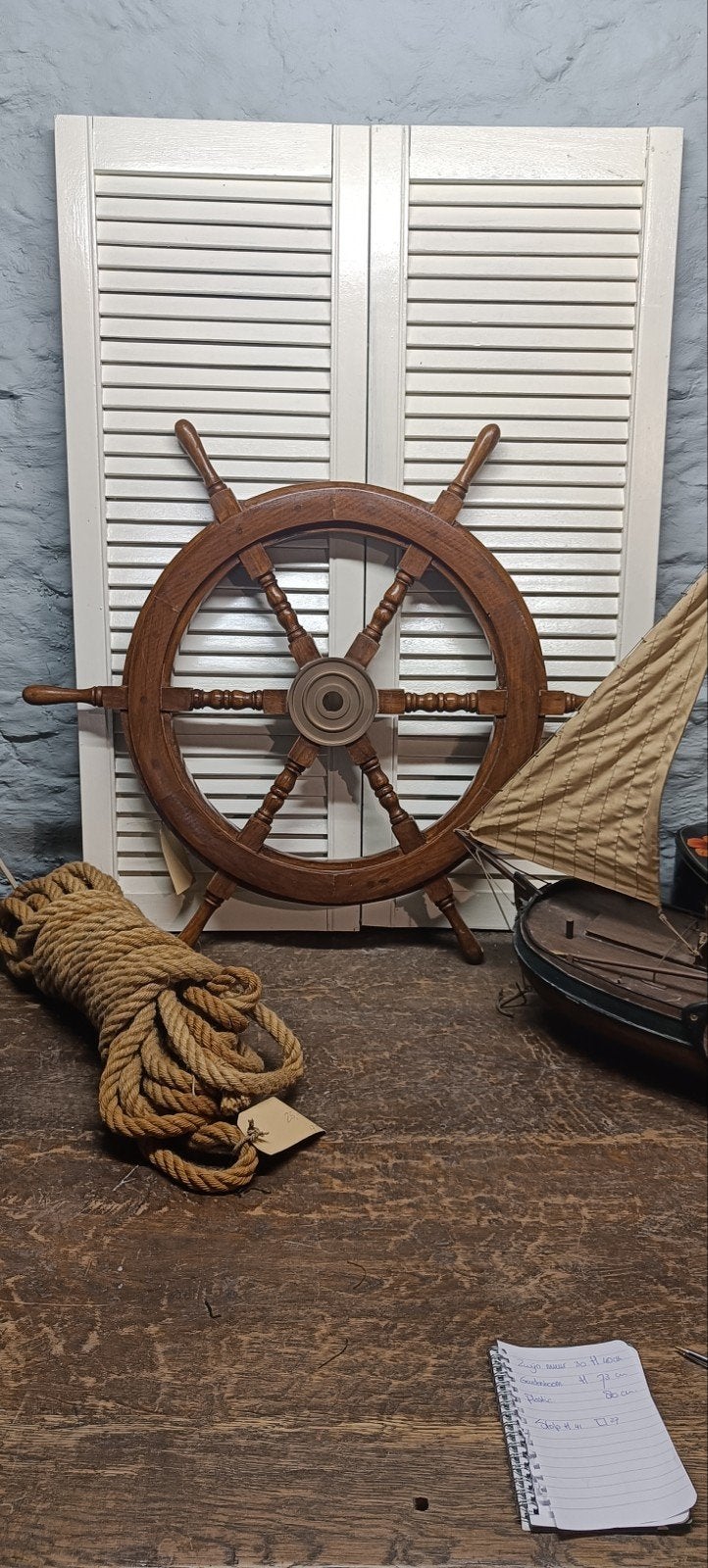 Antiek Scheepsstuur - Houten Stuurwiel, Antiek en Kunst, Ophalen of Verzenden