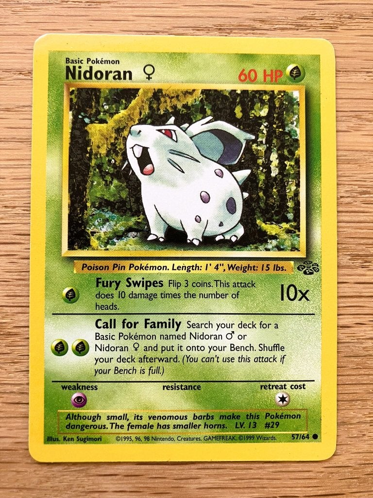 Nidoran 57/64 - Jungle, Ophalen of Verzenden, Gebruikt, Losse kaart