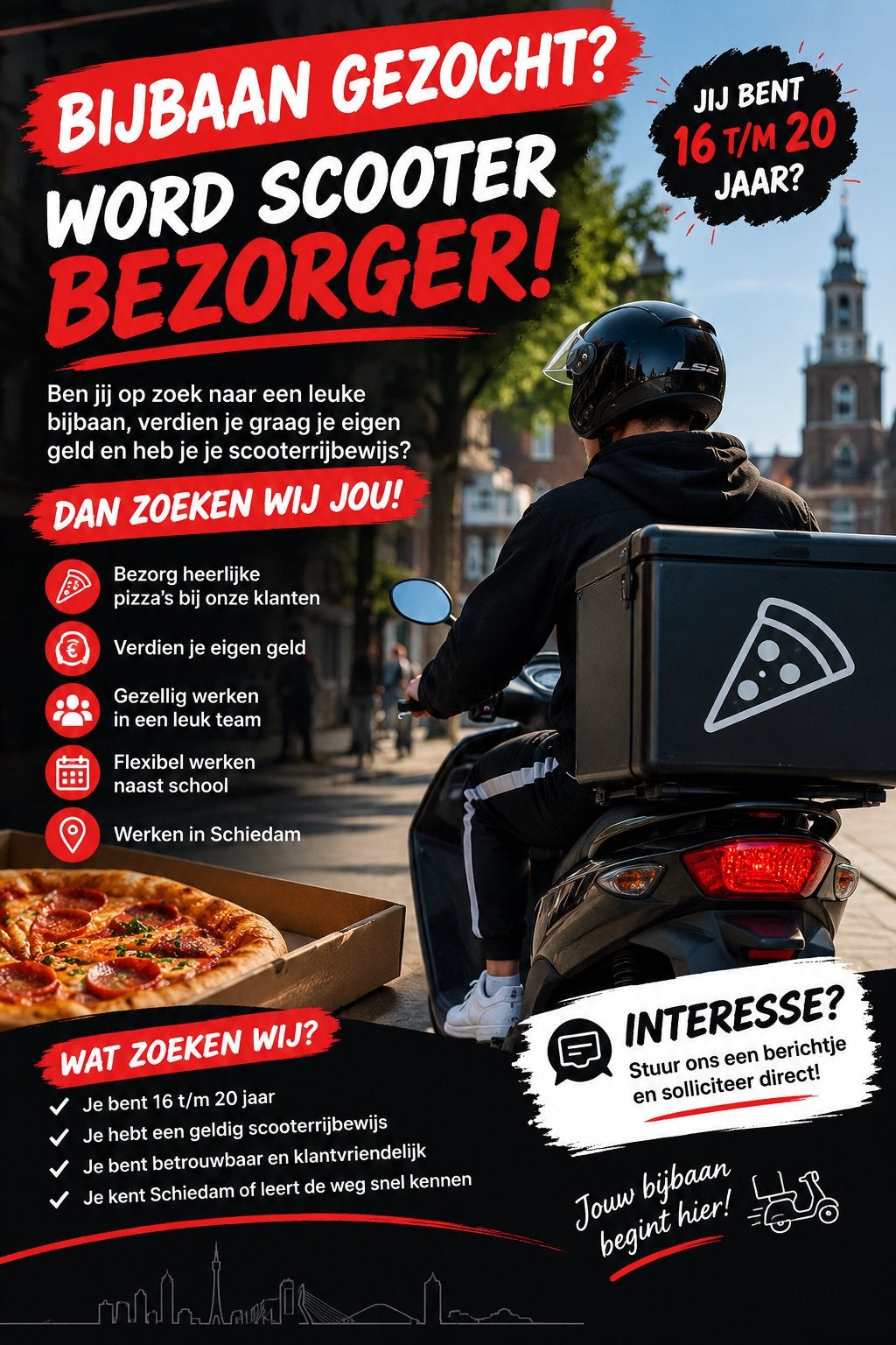 Scooter Bezorgers gezocht Schiedam