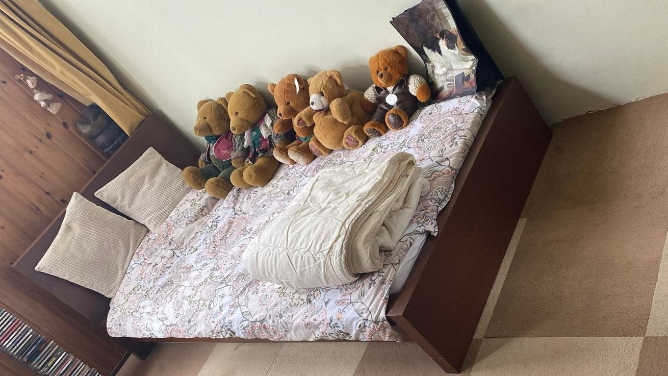 Ikea malm vintage eenpersoons bed donkerbruin, Huis en Inrichting, Slaapkamer | Bedden, Ophalen, 90 cm, Tweepersoons, Zo goed als nieuw