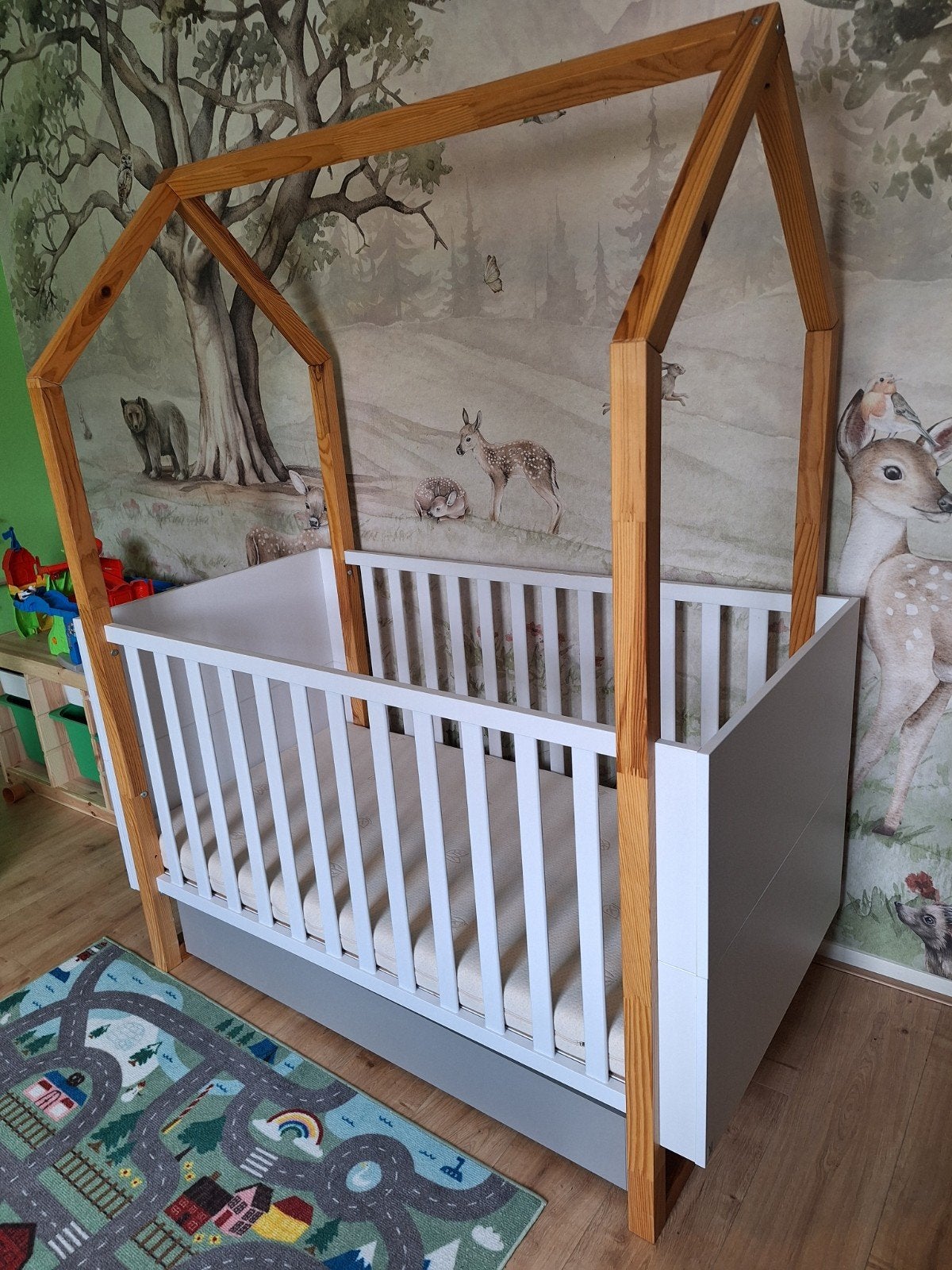 Huisjesbed peuterbed én babybed 140x70 en omgebouwd 160x70, Ophalen, Ledikant