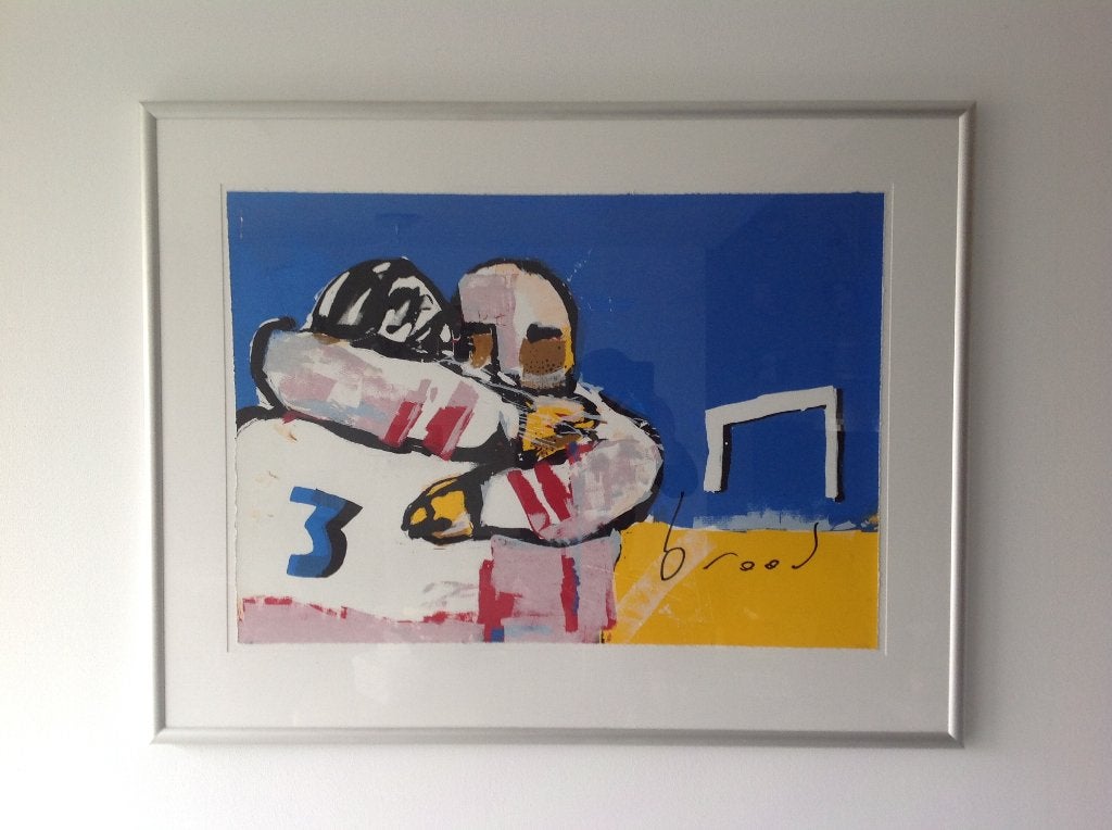 grote Herman Brood zeefdruk ijshockey gesigneerd nr 25/200, Gelimiteerde oplage, Ophalen, Portret en Figuren, Zeefdruk